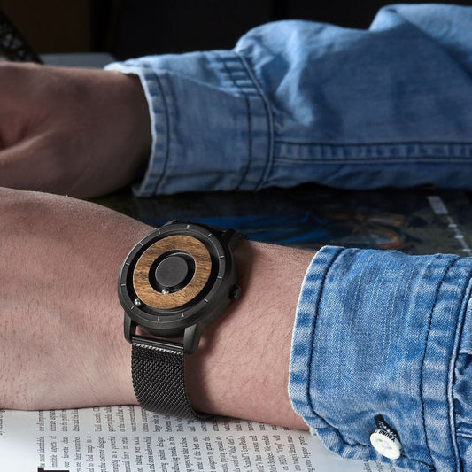 Futuristic Magnetic Wooden Dial Concept Watch